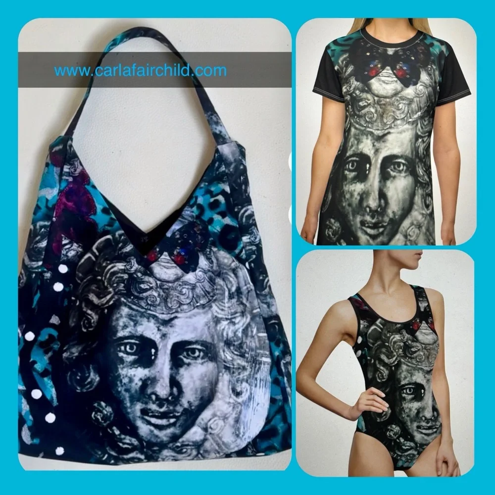 Artistic Black and Blue Tote Bag - Picture 2 of 2